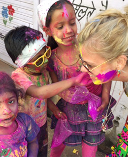 Gaby enjoying 'Holi Festival' with Hindu children