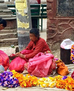 Woman florist in Kathmandu