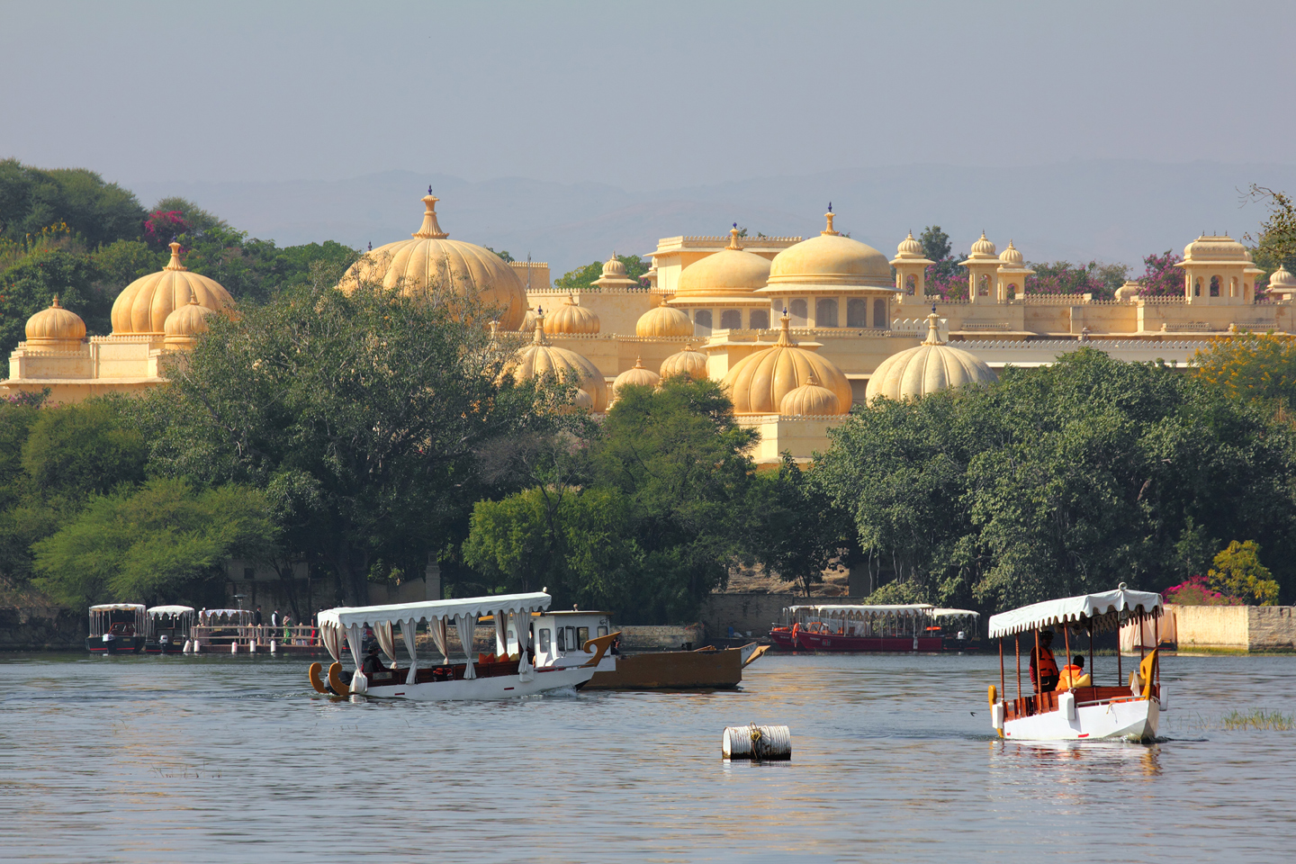 Boats and Palace, Pichola Lake in Udaipur