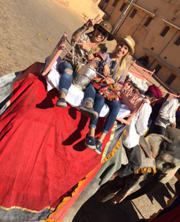 Gaby and family enjoying elephant ride at Fort Amber.