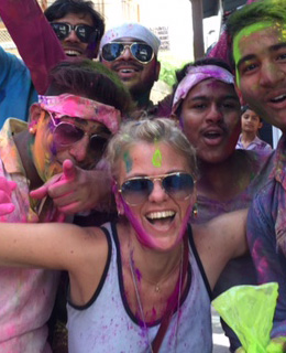 Travel Astu guest Gaby celebrating the 'Holi Festiva'