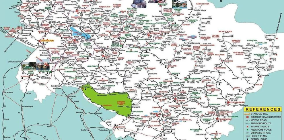 Uttarakhand tourism map